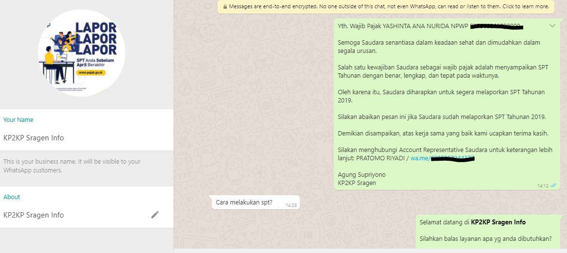Via Whatsapp Kp2kp Sragen Ingatkan Laporan Spt Tahunan Direktorat Jenderal Pajak