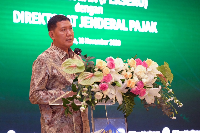 Direktur Utama PT Pegadaian (Persero) Kuswiyoto menyampaikan sambutan