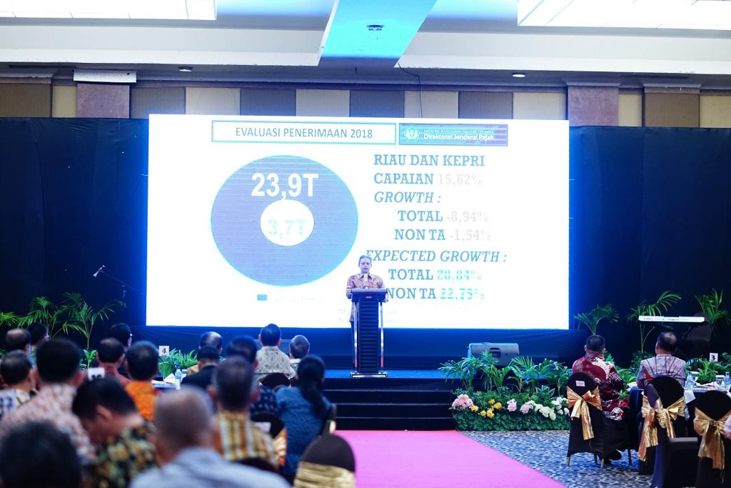 Kepala Kanwil DJP Riau dan Kepulauan Riau memberikan sambutan diawal acara.