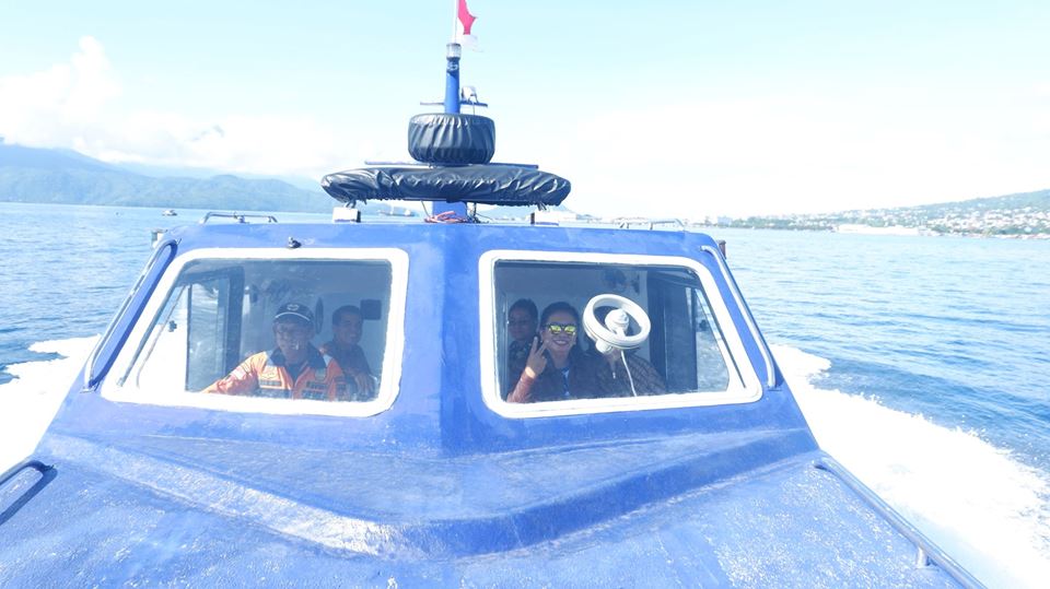 Diektur TIP dan Kakanwil DJP Sulutenggomnalut menggunakan Speedboat milik BC ke Jailolo Halmahera Barat