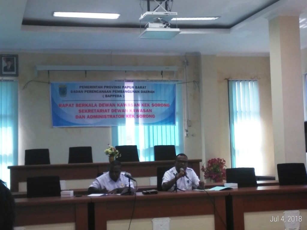 Kepala Bappeda Provinsi Papua Barat menyampaikan pemaparan mengenai KEK Sorong