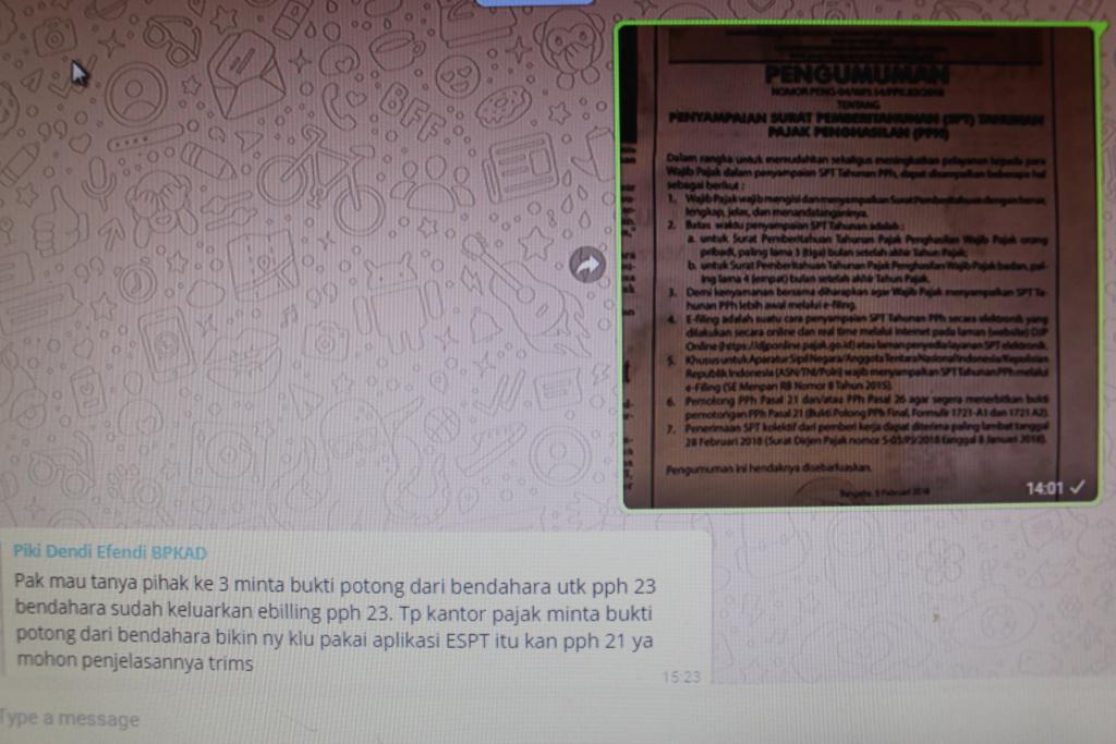 Pengumuman yang dishare oleh KP2KP Sangatta