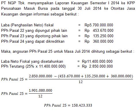 2.2.1.9.4 Contoh Penghitungan PPh Pasal 25 untuk WP Masuk 