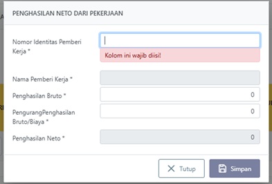 Penghasilan Neto dari Pekerjaan